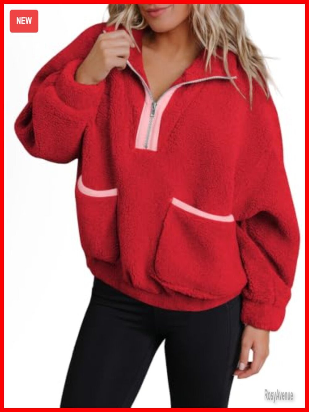 SHEWIN Womens Oversized Half Zip Fleece Pullover Sweatshirt
